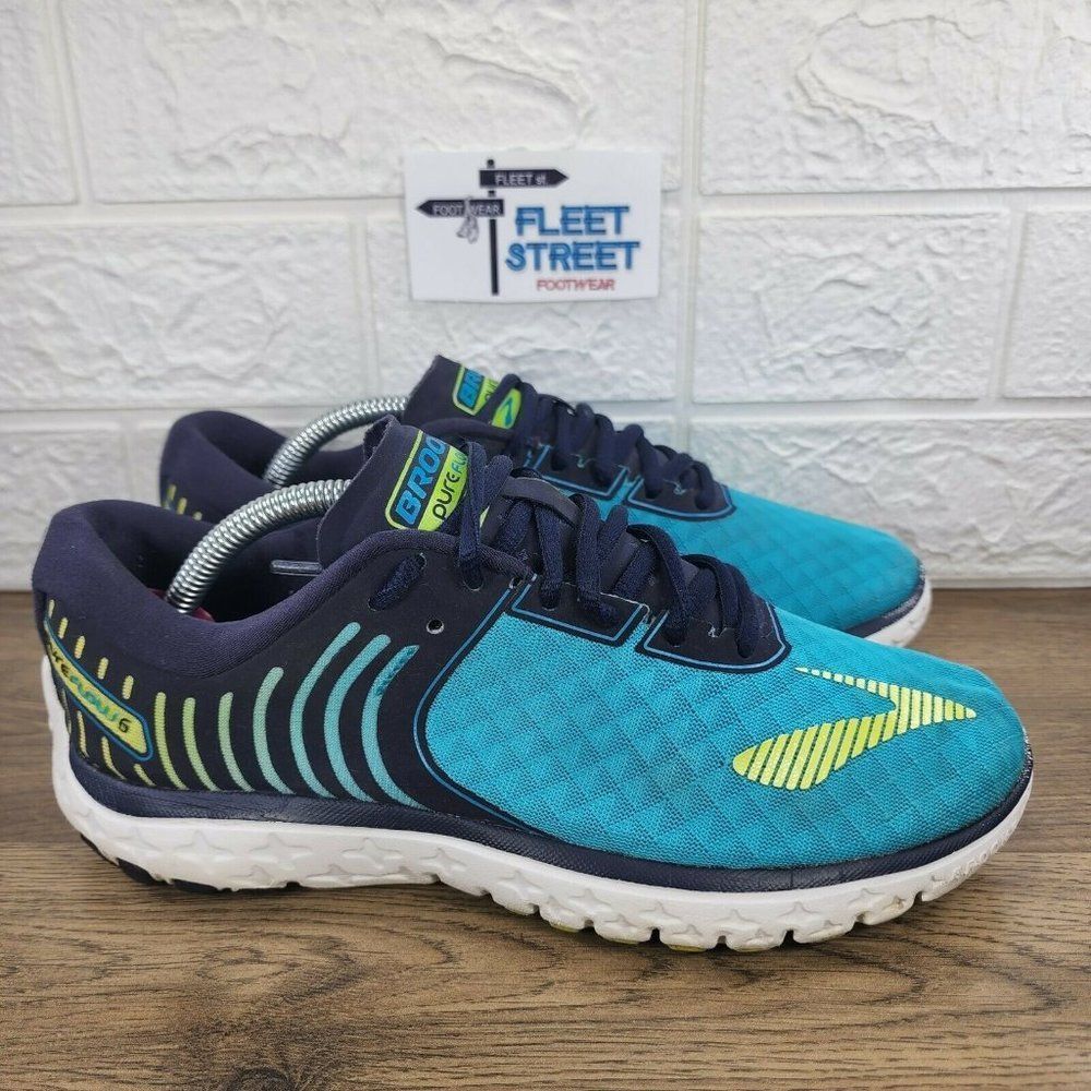 Brooks Pure Flow 6 Aqua Blue Yellow Womens Running Shoes Size 7.5